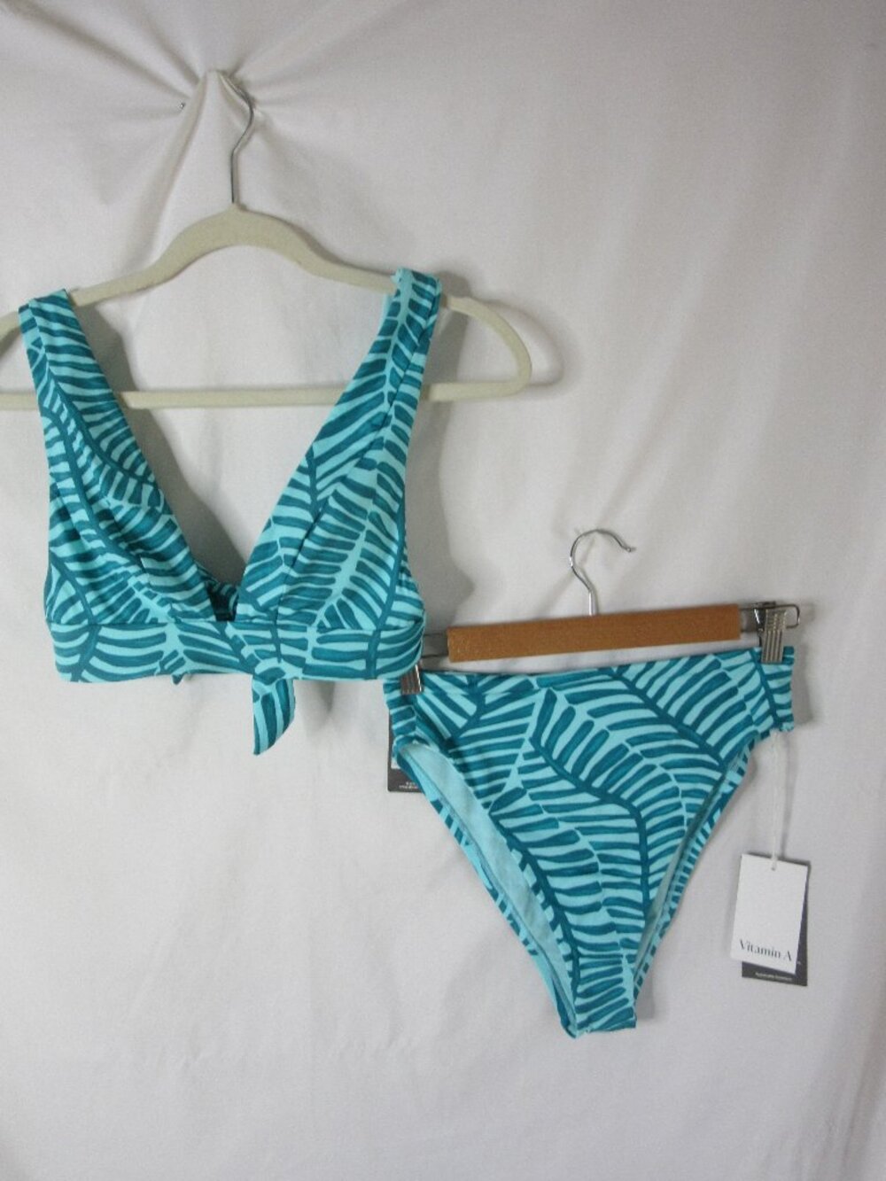Vitamin A  2 Piece Bikini Blue Teal Tropical Leaves Size Small & Medium NWT